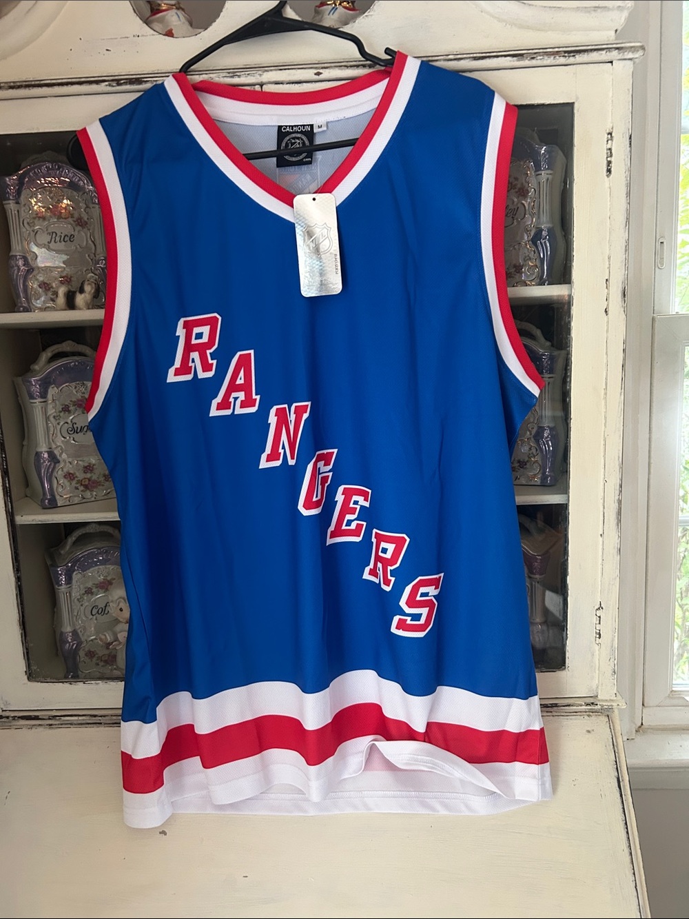 NHL Blue Rangers Tank Top with Red & White Trim